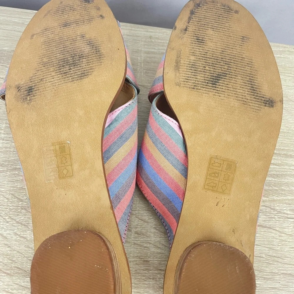 Madewell The Ruthie Crisscross Mule Sandals in Rainbow Stripe Womens Size 7.5 - Picture 9 of 10